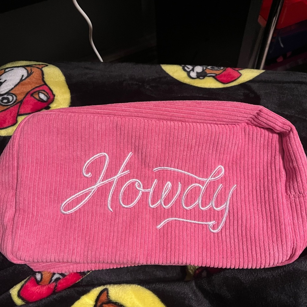 Totalee Gifts Hot Pink "Howdy" Corduroy Cosmetic Bag Pouch 💗